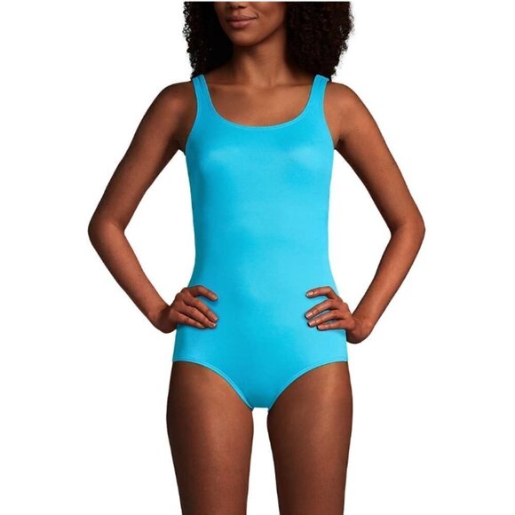 Lands' End Women's Size 26W Blue Scoop Neck Soft Cup Sporty One Piece Swimsuit - Picture 1 of 13